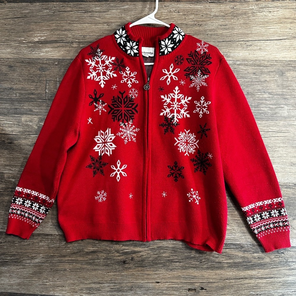 Breckenridge Red Cardigan with Snowflake Design